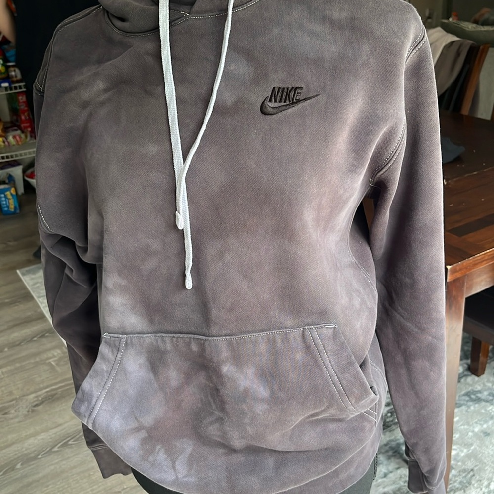 Dark grey tie dyed Nike Club Fleece hoody